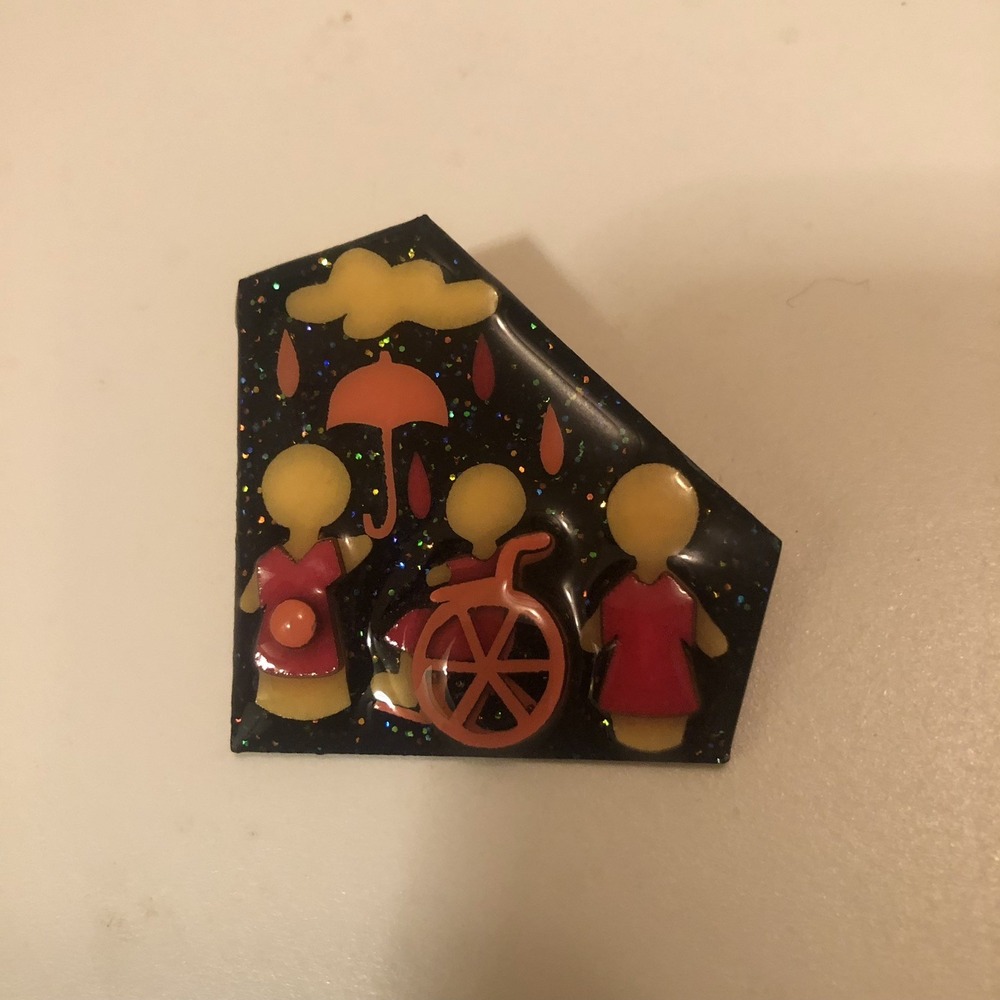 Vintage Little People Pins by Lucinda Umbrella & Wheelchair